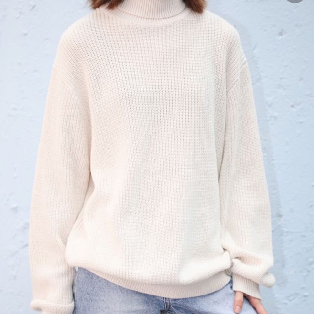 Brandy Melville Agnes Beige Cotton Turtleneck Sweater